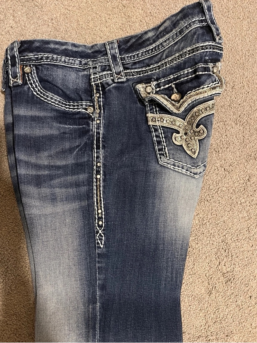 Rock Revival Kai Blue Embellished Boot-Cut Jeans - Picture 3 of 9